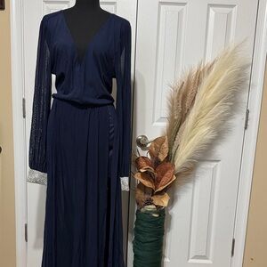 VENUS Navy Blue Romper with Rhinestone Cuffs